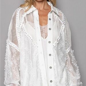 Elegant White Lace Swim Cover-Up